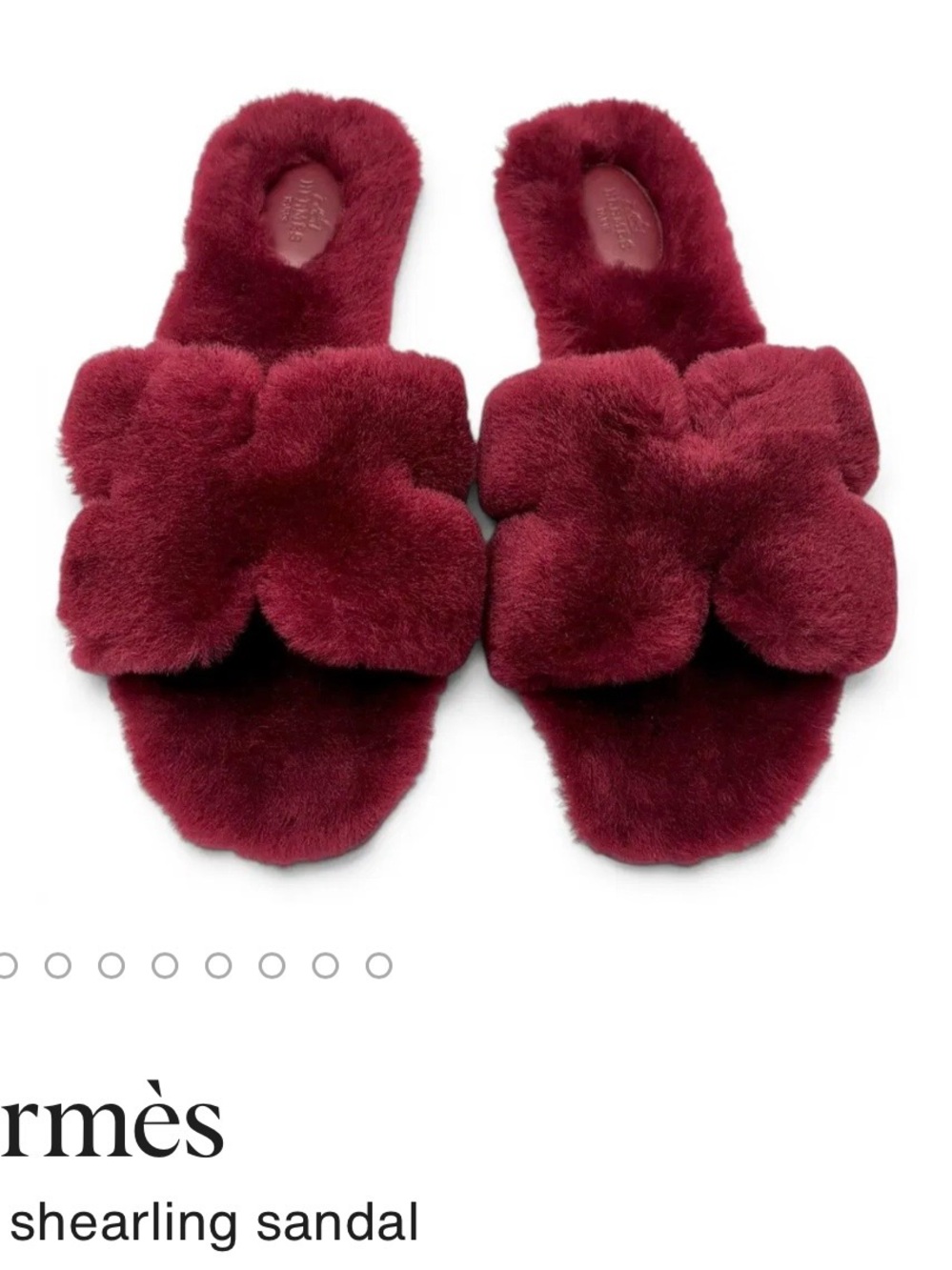 Burgundy Shearling Slide Sandals